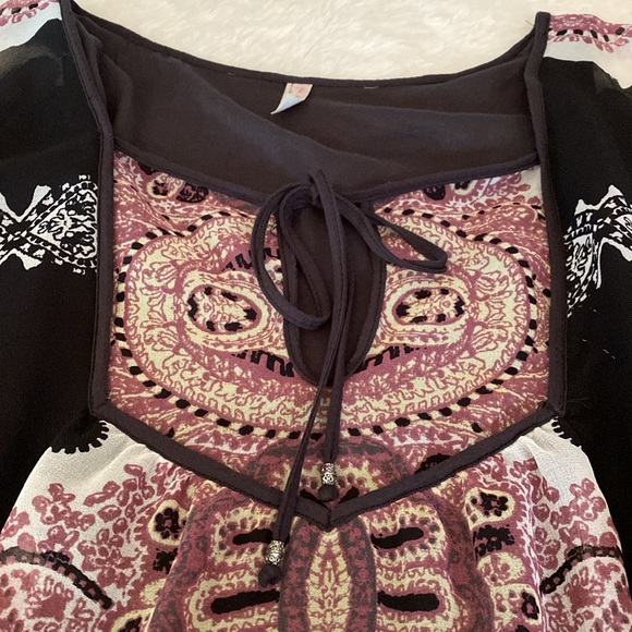 FREE PEOPLE Bohemian Tunic Top Dress Dusty Rose & Gray Brown Size S/P 🌸 - Picture 5 of 16